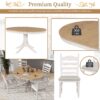 Retro 5 Piece Dining Table Set With Extendable Round Table And Upholstered Chairs - Off White - Image 7