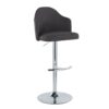Ahoy - Contemporary Adjustable Barstool With Swivel With Rounded T Footrest (Set of 2) - Chrome / Charcoal - Image 2