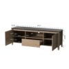 58" Modern TV Stand With LED Lights Entertainment Center TV Cabinet With Storage For Up To 80" For Gaming Living Room Bedroom - Natural Wood Wash - Image 5