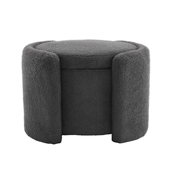 Cozy Boucle Storage Ottoman: Stylish Comfort With Hidden Storage - Gray