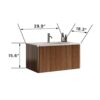 Etna - Striped Bathroom Vanity With Ceramic Sink, Wall Mounted Floating Bathroom Vanity For Modern Bathroom - White - Image 4