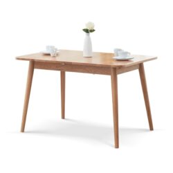 Round Corner Diagonal Leg Telescopic Table For 6-8 People To Meet Dining Table - Light Natural