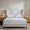 Harper - Queen Tall Headboard Upholstered Bed, High Headboard, Elegant Simplicity, No Box Spring Needed - Cream White - Image 15