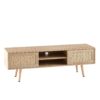 55.12" Rattan TV Cabinet, Double Sliding Doors For Storage, Adjustable Shelf, Solid Wood Legs, TV Console For Living Room - Natural - Image 6