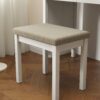 Farmhouse Makeup Vanity Desk With Adjustible LED Lighted Mirror And Charging Station For Bedroom, Dressing Vanity Table With Side Cabinet And Cushioned Stool - White - Image 12
