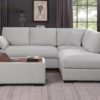 Joshua - Woven Fabric Sectional Sofa With Right Facing Chaise and Console Ottoman - Light Gray - Image 8