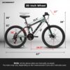 A2660 Mountain Bike 26" Wheels, 21 Speed Full Suspension Mens Womens Trail Commuter City Mountain Bike, Carbon Steel Frame Disc Brakes Thumb Shifter Front Fork Rear Shock Absorber Bicycles - Gray - Image 7