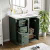 Bathroom Vanity With Ceramic Sink Combo, Frame Bathroom Storage Cabinet, Freestanding Vanity Set With 3 Drawers & Soft Closing Doors - Green - Image 4