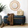Modern Upholstered Storage Ottoman Bench With Seating - Dark Blue - Image 5