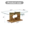 Modern Rectangular Coffee Table With Tempered Glass Top - Natural Wood - Image 3