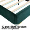 Upholstered King Size Bed Frame Of Velvet Tufted Headboard With Floating Nightstand LED / USB Built-In - Dark Green - Image 17