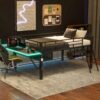 Full Size Modern Gaming Mid Loft Bed With Desk And LED Lights - Black - Image 2