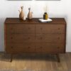 Caroline - Mid-Century Modern Solid Wood Dresser - Brown - Image 4