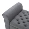 Hayes - Contemporary Armed Storage Bench With Rolled Arms And Button Tufting - Dark Gray - Image 4