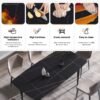 70.87" Modern Artificial Stone Curved Metal Leg Dining Table, Can Accommodate 6-8 People - Black - Image 11