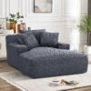 Cloudline - Oversized Chaise Lounge Chair In Soft Corduroy, Modern Comfy Couch With Full Foam Cushioning, Cozy Sleeper Sofabed For Living Room - Gray - Image 3