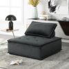 Anna - Velvet Armless Lounge Chair - Black - Image 5