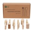 Wooden Compostable Utensils Set 300 Pieces 100 Forks 100 Spoons 100 Knives Sturdy Wood Disposable Cutlery Eco Friendly Biodegradable Utensils For Party Free From Plastic Cutlery Set For Eating - Natural Wood - Image 10