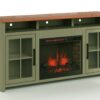 Vineyard - 74" Fireplace TV Stand Console For TVs Up To 85" - Sage Green And Fruitwood - Image 2