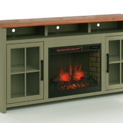 Vineyard - 74" Fireplace TV Stand Console For TVs Up To 85" - Sage Green And Fruitwood
