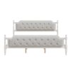 King Size Traditional Style Solid Bed Frame With Upholstered Tufted Headboard, No Box Spring Needed - Antique White - Image 4