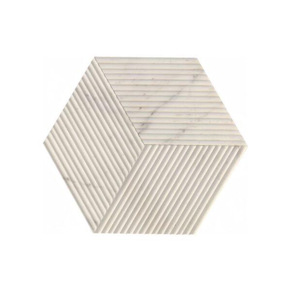 Hexagon Snow Mountain Ol Textured Marble Tiles For Wall Decoration Stone (Set of 12) - White / Natural