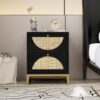 Allen - 2 Drawer Side Table, Display Rack For Bedroom And Living Room, Nightstand Side Table Bedroom Storage Drawer Bedside End Table - Black / Beige - Image 4