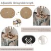5 Piece Farmhouse Dining Table Set Wood Round Extendable Dining Table And 4 Upholstered Dining Chairs - Oak Natural / Antique White - Image 6
