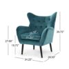 Alyssa - Velvet Arm Chair With Wingback Design - Teal - Image 2