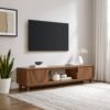 Modern Fluted Door Minimalist TV Stand For TVs Up To 80" - Mocha - Image 3