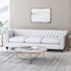 Chesterfield Style 3 Seater Sofa With Button Tufting And Nail Head Accents - White - Image 3