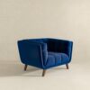 Addison - Velvet Lounge Chair - Dark Blue - Image 4
