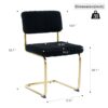 Modern Simple Light Luxury Dining Chair With Metal Legs, Teddy Material, (Set of 2) - Black - Image 2