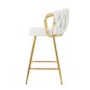 Modern Design High Stool With Gold Plated Legs Linen Bar Chair For Kitchen Dining And Cafe (Set of 2) - White - Image 12