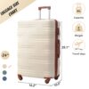 Luggage With Tsa Lock Spinner Wheels Hardside Expandable Luggage Travel Suitcase Check In Luggage ABS 24" - Brown / White - Image 5