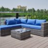Luxurious Comfort Patio Sofa With Cushions - Blue / Gray - Image 12