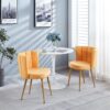 Modern Dining Chair (Set of 2) With Iron Tube Wood Color Legs, Shorthair Cushions And Comfortable Backrest, Suitable For Dining Room, Living Room, Cafe, Simple Structure - Yellow - Image 16