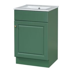 20" Bathroom Vanity With Sink, Freestanding Cabinet With Door Shelf And Adjustable Shelf, And Ceramic Construction - Green