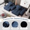 Modern Oversized Modular Sectional Sofa With 2 Chaise Lounge And 2 Armrest, Sparkling Chenille Fabric Soft Cushion Sofa With 4 Pillows, 4 Pieces Diy Combination Tufted Sofa, No Assembly Required - Blue - Image 14