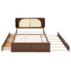 Queen Size Headboard Bed With 2 Drawers And Trundle Walnut - Image 2