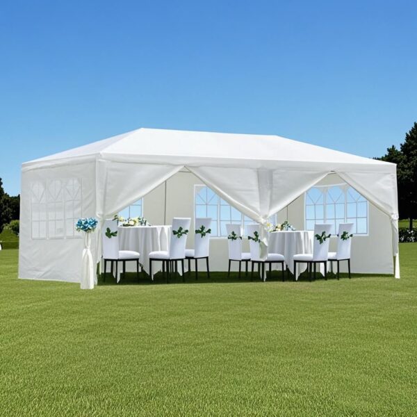 10X20' Outdoor Garden Gazebo Wedding Party Tent Canopy Marquee With 6 Removable Sidewalls - White