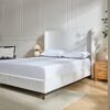 Harper - Queen Tall Headboard Upholstered Bed, High Headboard, Elegant Simplicity, No Box Spring Needed - Cream White - Image 14