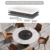 59.05" Modern Artificial Stone Round Carbon Steel Base Dining Table, Black Artificial Stone Turntable - White / Black - Image 5