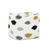 Pouf Luxury Oversized Bean Bag Cube Ottoman - Cumulus Cream White Embroidery - Image 2