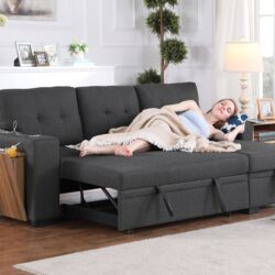 3 Piece Upholstered Sectional - Dark Gray