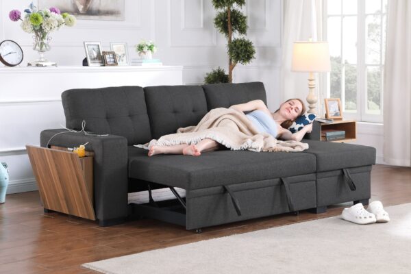 3 Piece Upholstered Sectional - Dark Gray