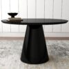 Modern High Gloss Minimalist Round Dining Table - Black - Image 7