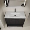 Modern 36" Bathroom Vanity With Ceramic Sink And Soft Closing Doors - Dark Oak - Image 6