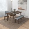 Carlos-Upholstered Solid Wood Bench - Gray - Image 10