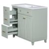 Bathroom Vanity, Transitional Style Bathroom Cabinet With Resin Sink, Single Bathroom Cabinet, With 2 Drawers And 1 Adjustable Storage Shelf, 2 Soft-Close Doors - Green - Image 12